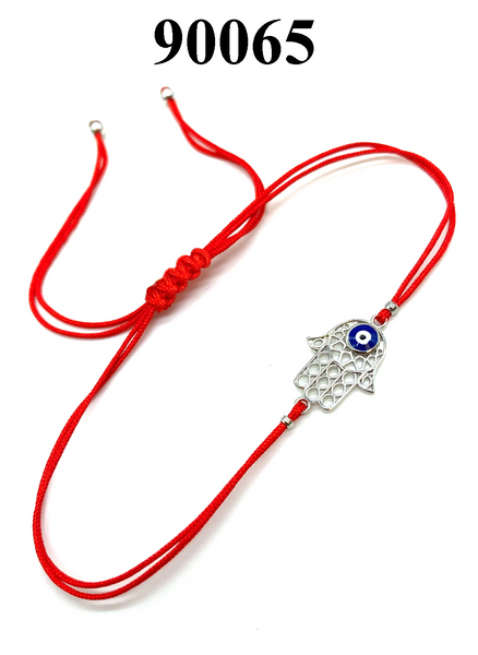 925 Sterling Silver  Red String Hamsa Bracelet #90065