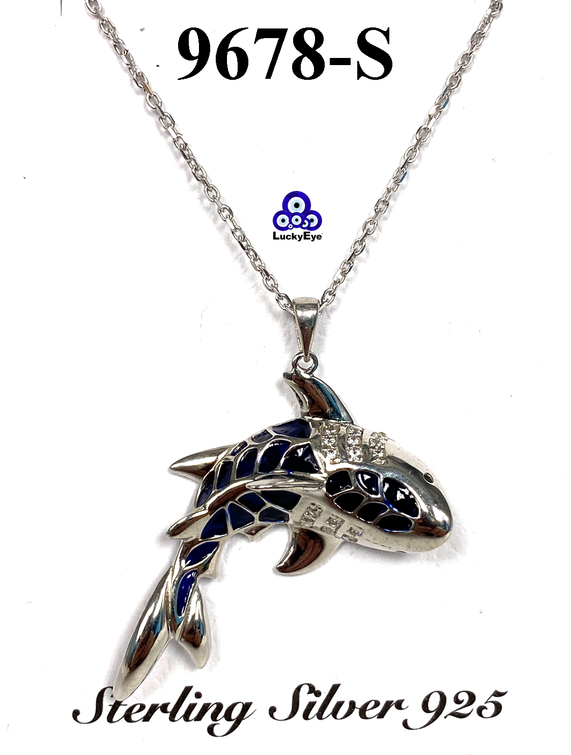 925  Sterling Silver Shark Necklace & Pendant #9678