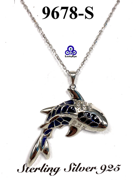 925  Sterling Silver Shark Necklace & Pendant #9678