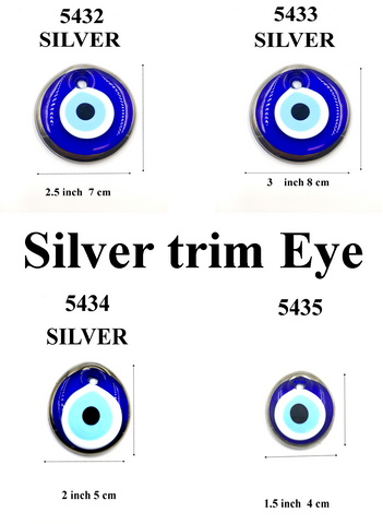 Silver Trim Glass Evil Eye